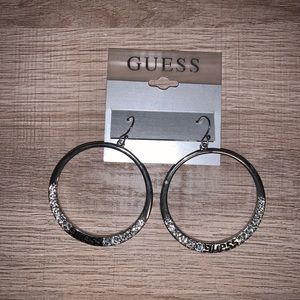 Guess Silver CZ Hoop Earrings